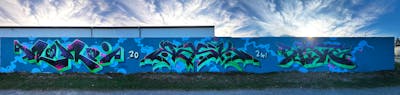 Light Green and Black and Light Blue Stylewriting by HAMPI, BISTE and RASK. This Graffiti is located in UNKNOWN, Germany and was created in 2024. This Graffiti can be described as Stylewriting and Wall of Fame.