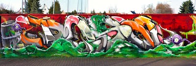 Colorful Stylewriting by Posa. This Graffiti is located in Delitzsch, Germany and was created in 2017. This Graffiti can be described as Stylewriting and Characters.