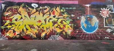 Colorful Stylewriting by SAO2971. This Graffiti is located in St helier, United Kingdom and was created in 2023. This Graffiti can be described as Stylewriting, Characters and Wall of Fame.