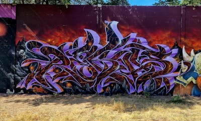 Violet and Orange Stylewriting by Reka524, Köds and 5zwo4. This Graffiti is located in Germany and was created in 2022. This Graffiti can be described as Stylewriting and Wall of Fame.