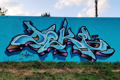 Light Blue and Colorful Wall of Fame by Deki and AF-Crew. This Graffiti is located in Wolfenbüttel, Germany and was created in 2023. This Graffiti can be described as Wall of Fame and Stylewriting.