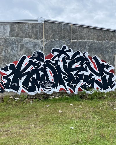 Black and White Stylewriting by Kidney. This Graffiti is located in Bali, Indonesia and was created in 2023. This Graffiti can be described as Stylewriting, Characters and Abandoned.