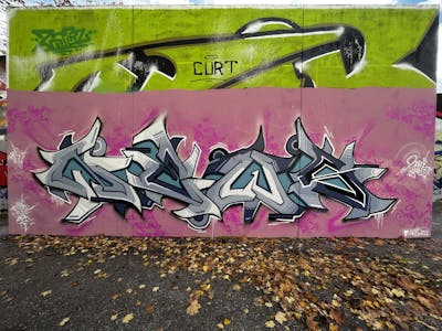 Coralle and Grey and Cyan Stylewriting by News. This Graffiti is located in Regensburg, Germany and was created in 2023. This Graffiti can be described as Stylewriting and Wall of Fame.