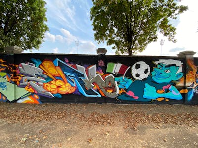 Colorful Stylewriting by ZARK ONER. This Graffiti is located in Milan, Italy and was created in 2022. This Graffiti can be described as Stylewriting and Characters.