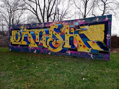 Yellow and Colorful Stylewriting by Onrush73. This Graffiti is located in s’Hertogenbosch, Netherlands and was created in 2023. This Graffiti can be described as Stylewriting and Wall of Fame.