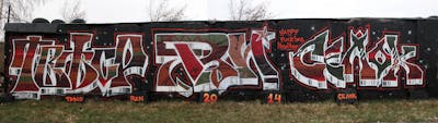 Red and White Stylewriting by Ren, TWESO and Selok. This Graffiti is located in Moscow, Russian Federation and was created in 2014.