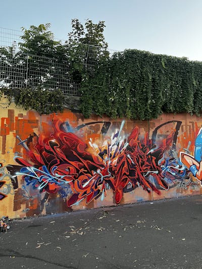 Red and Black and Light Blue Stylewriting by Sowet. This Graffiti is located in Firenze, Italy and was created in 2023.