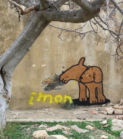 Brown and Yellow Characters by imon boy. This Graffiti is located in Spain and was created in 2022. This Graffiti can be described as Characters and Handstyles.