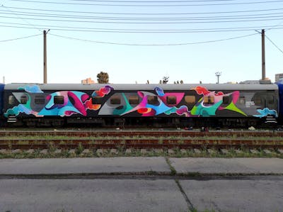 Colorful Stylewriting by ANDERROR. This Graffiti is located in Kyiv, Ukraine and was created in 2021. This Graffiti can be described as Stylewriting, Trains and Futuristic.