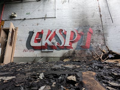 Red and Grey Stylewriting by Eksept. This Graffiti is located in Canada and was created in 2023. This Graffiti can be described as Stylewriting, Abandoned and Atmosphere.