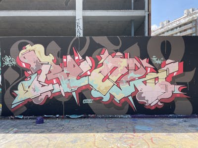 Colorful Stylewriting by OneBlow and TBT crew. This Graffiti is located in Barcelona, Spain and was created in 2022. This Graffiti can be described as Stylewriting and Wall of Fame.