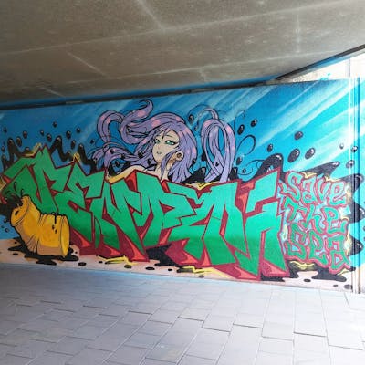 Colorful Stylewriting by Senpai. This Graffiti is located in Dordrecht, Netherlands and was created in 2022. This Graffiti can be described as Stylewriting and Characters.