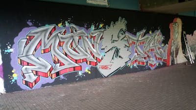 Grey and Colorful Stylewriting by MONSTA, GAZE, DETS and SATAN. This Graffiti is located in Stade, Germany and was created in 2023. This Graffiti can be described as Stylewriting and Wall of Fame.