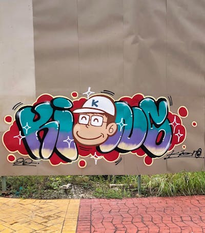Colorful Stylewriting by Kiong. This Graffiti is located in Batam, Indonesia and was created in 2022. This Graffiti can be described as Stylewriting and Characters.