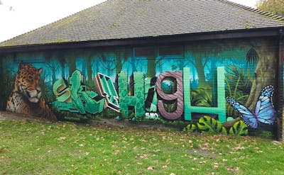 Colorful Stylewriting by Sky High. This Graffiti is located in kingston upon thames, United Kingdom and was created in 2020. This Graffiti can be described as Stylewriting, 3D and Characters.
