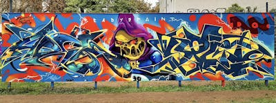 Colorful Stylewriting by argh and split. This Graffiti is located in Berlin, Germany and was created in 2022. This Graffiti can be described as Stylewriting, Wall of Fame and Characters.