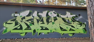Light Green and White Stylewriting by Ruin. This Graffiti is located in Arendsee, Germany and was created in 2023.