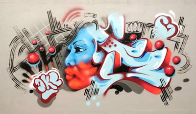 Light Blue and Red Stylewriting by Dkeg. This Graffiti is located in Leeds, United Kingdom and was created in 2022. This Graffiti can be described as Stylewriting, Characters and Streetart.