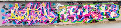 Colorful Stylewriting by SEWER and POLAR. This Graffiti is located in Würzburg, Germany and was created in 2020. This Graffiti can be described as Stylewriting and Wall of Fame.