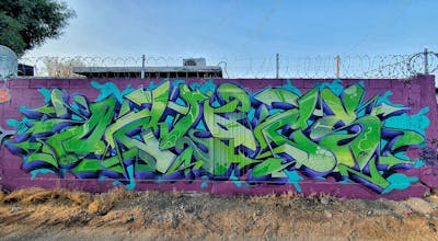 Green and Colorful Stylewriting by Oclocs. This Graffiti is located in Mexicali, Mexico and was created in 2020.