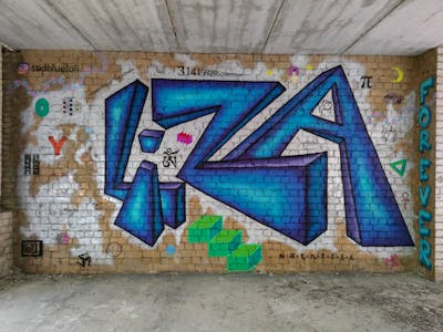 Light Blue and Blue Stylewriting by LiZA FOREVER. This Graffiti is located in Kharkiv, Ukraine and was created in 2020. This Graffiti can be described as Stylewriting and Abandoned.