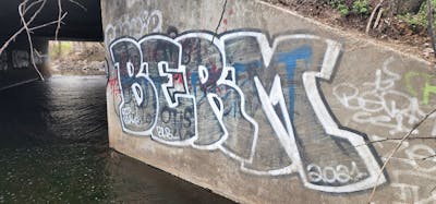 Grey and White Stylewriting by Berm. This Graffiti is located in United States and was created in 2021. This Graffiti can be described as Stylewriting and Abandoned.