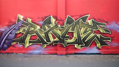 Red and Green Stylewriting by RAME. This Graffiti is located in Bremen, Germany and was created in 2022. This Graffiti can be described as Stylewriting and Wall of Fame.