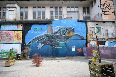 Light Blue and Grey Characters by Dest Jones. This Graffiti is located in Solothurn, Switzerland and was created in 2019. This Graffiti can be described as Characters, Streetart and Murals.