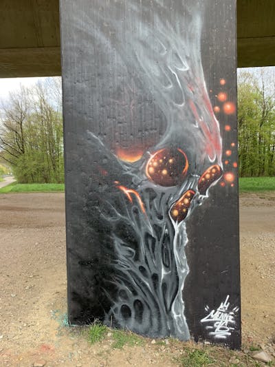 Black and Grey and Orange Characters by Menni96. This Graffiti is located in Lörrach, Germany and was created in 2023.
