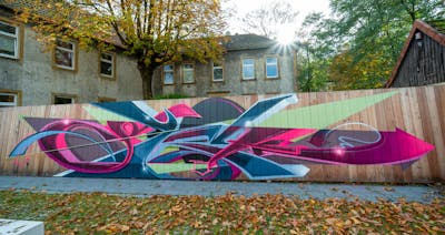 Colorful Stylewriting by Syck, ABS, KKP and Los Capitanos. This Graffiti is located in Bielefeld, Germany and was created in 2023.