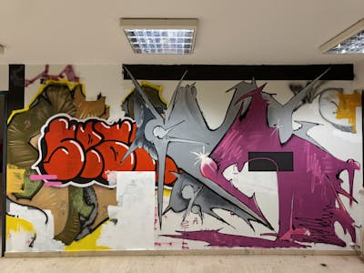 Colorful Throw Up by LFT, SparkTwo and Relaedtra. This Graffiti is located in IOANNINA, Greece and was created in 2023.