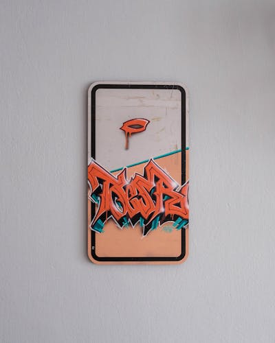 Orange and Coralle Canvas by TOESER ONE. This Graffiti is located in Hamburg, Germany and was created in 2024. This Graffiti can be described as Canvas.