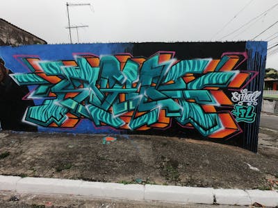 Colorful Stylewriting by SMALL. This Graffiti is located in São Paulo, Brazil and was created in 2021. This Graffiti can be described as Stylewriting and Wall of Fame.