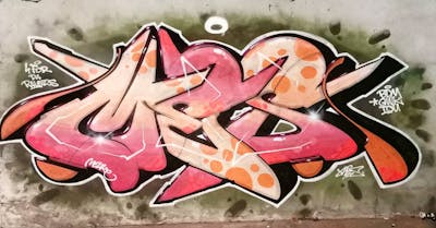 Coralle and Beige and Black Stylewriting by Mes One, GWK, BDM and IOU. This Graffiti is located in Dublin, Ireland and was created in 2023.