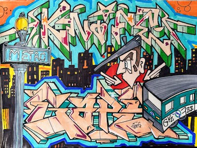 Colorful Blackbook by Gaps and Knife. This Graffiti is located in Leipzig, Germany and was created in 2023. This Graffiti can be described as Blackbook.