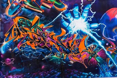 Colorful Stylewriting by N2S and sonik. This Graffiti is located in Lima, Peru and was created in 2021. This Graffiti can be described as Stylewriting, Characters, Murals and Special.