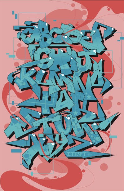 Coralle and Cyan Digital Works by Steyt. This Graffiti is located in Saint-Petersburg, Russian Federation and was created in 2022.