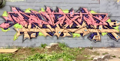 Coralle and Beige and Violet Stylewriting by Kuhr. This Graffiti is located in United States and was created in 2016.