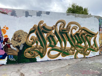 Brown and Beige and Green Stylewriting by Lumerockz. This Graffiti is located in Oslo, Norway and was created in 2023. This Graffiti can be described as Stylewriting, Characters and Wall of Fame.