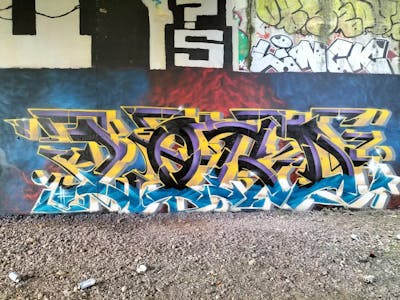 Colorful Stylewriting by LORD. This Graffiti is located in Caen, France and was created in 2022. This Graffiti can be described as Stylewriting and Wall of Fame.