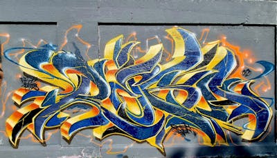 Blue and Yellow Stylewriting by Reka524, Köds and 5zwo4. This Graffiti is located in Germany and was created in 2022. This Graffiti can be described as Stylewriting and Wall of Fame.