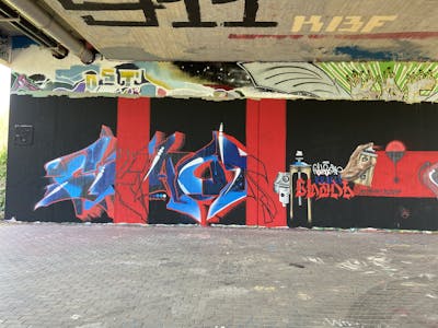 Red and Light Blue Stylewriting by Chaote.imagers. This Graffiti is located in Leipzig, Germany and was created in 2022. This Graffiti can be described as Stylewriting, Characters and Wall of Fame.