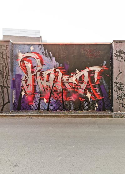 Violet and Grey and Red Stylewriting by Rant. This Graffiti is located in Dortmund, Germany and was created in 2023.