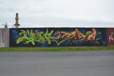 Light Green and Blue and Brown Stylewriting by Utopia and casom. This Graffiti is located in Germany and was created in 2019. This Graffiti can be described as Stylewriting, 3D and Wall of Fame.