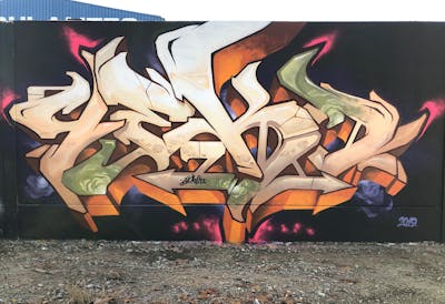 Beige and Colorful Stylewriting by YEKO. This Graffiti is located in Murcia, Spain and was created in 2019.