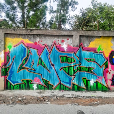 Light Blue and Colorful Stylewriting by lups and ADB. This Graffiti is located in Medan, Indonesia and was created in 2024.