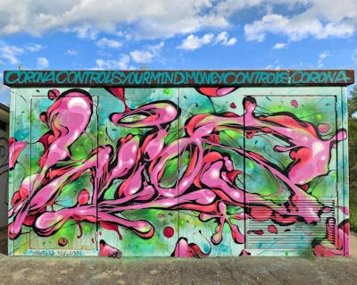 Coralle and Cyan Stylewriting by Wios. This Graffiti is located in Spain and was created in 2020.